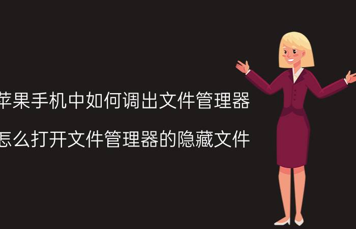 苹果手机中如何调出文件管理器 怎么打开文件管理器的隐藏文件？